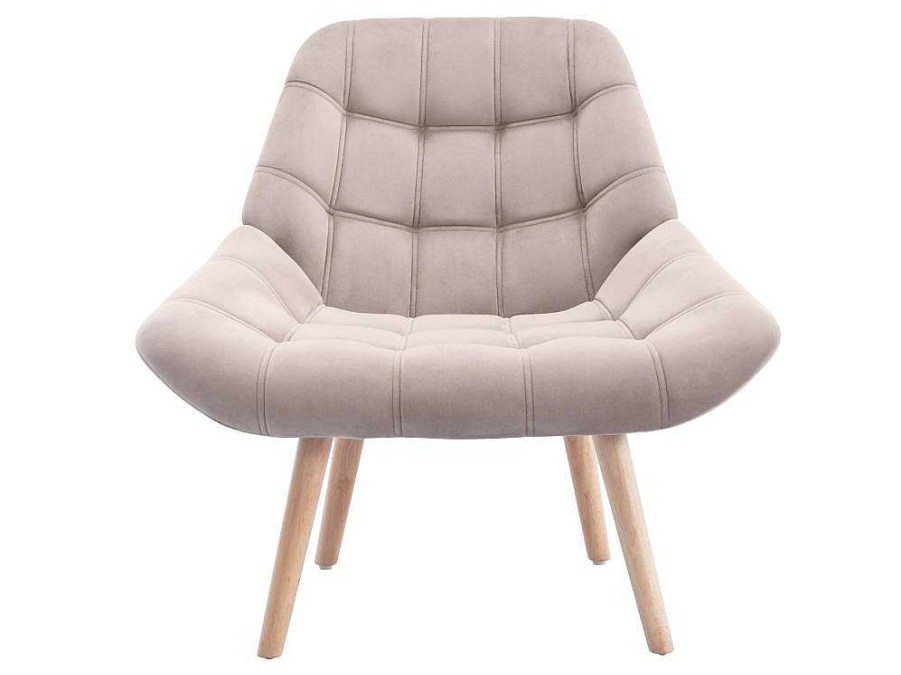 Vente-unique Fauteuil Stof Fluweel / Suedine | Fauteuil Van Beige Fluweel - Luosto