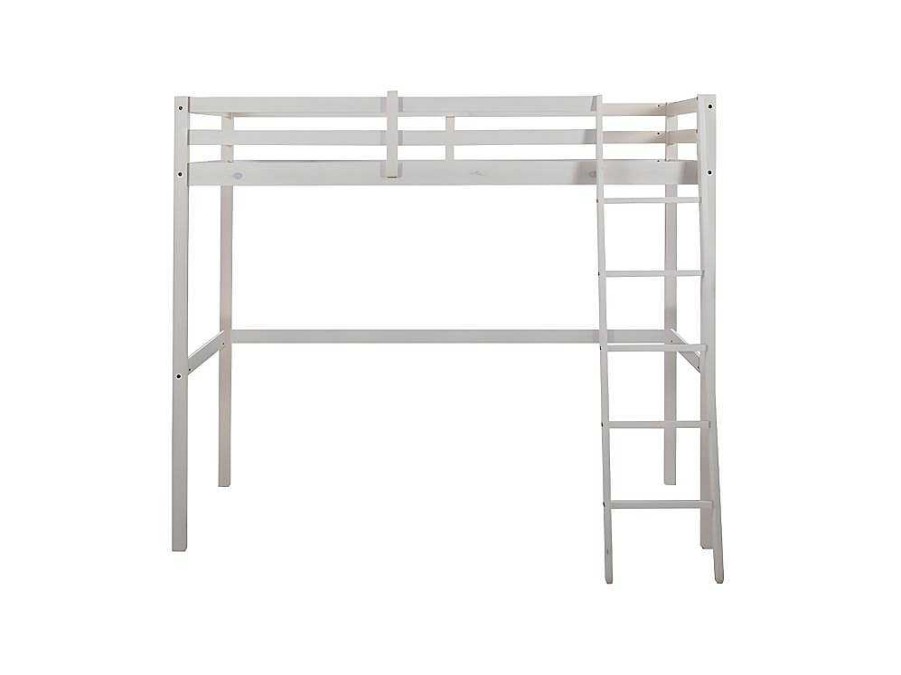 Vente-unique Kinderbed Hoogslaper | Hoogslaper Gedeon - 90 X 190 Cm - Massief Grenen - Gebleekt