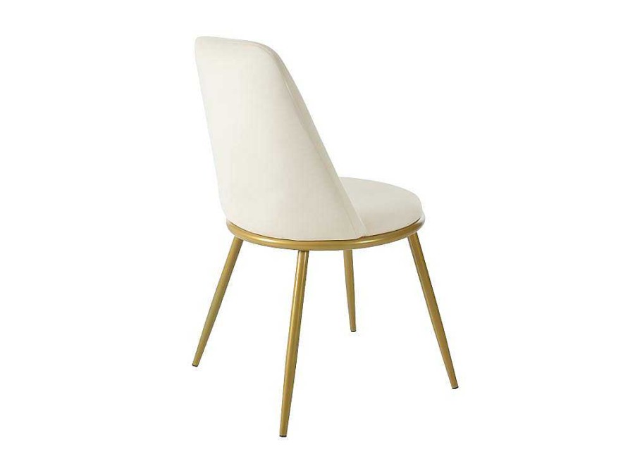 ModernLuxe Stoel | Set Van 4 Fluwelen Gestoffeerde Stoelen Met Rugleuning - Goud Metalen Structuur - Beige