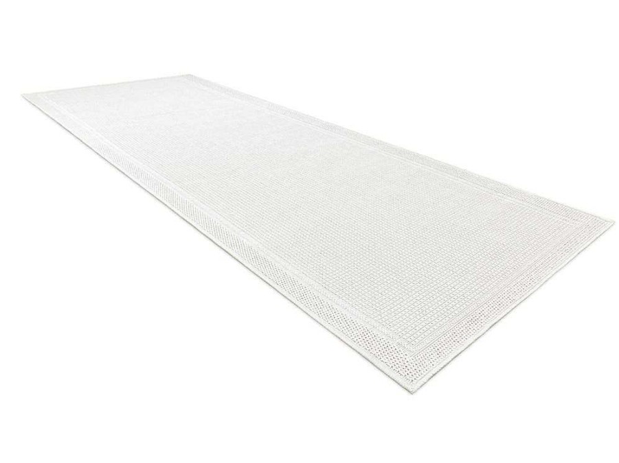 RugsX Tapijt Voor Buiten | Sisal Tapijt, Loper Timo 5979 Buitenshuis Kader Wit 70X250 Cm