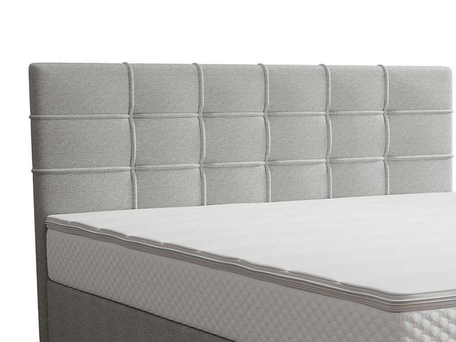 Ysmée Boxspringbed | Complete Set Met Boxspring En Gecapitonneerd Hoofdbord + Bedbodem + Matras + Topmatras - 180 X 200 Cm - Stof - Lichtgrijs - Inao Van Ysmee