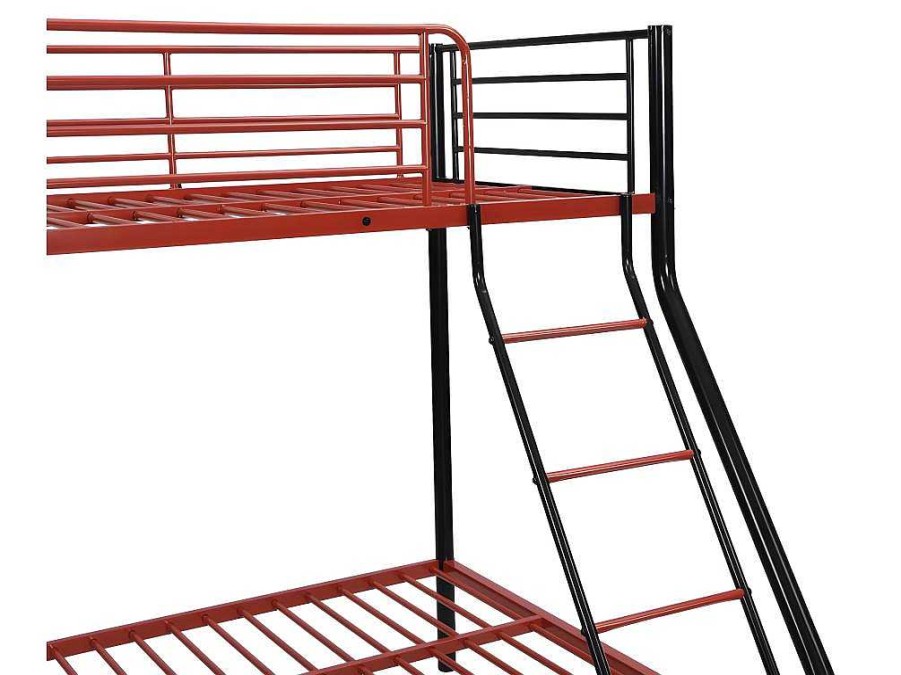 Vente-unique Kinderbed Stapelbed | Stapelbed Elevatio Iv - 90 En 140 X 190 Cm - Staal - Zwart En Rood + Matras