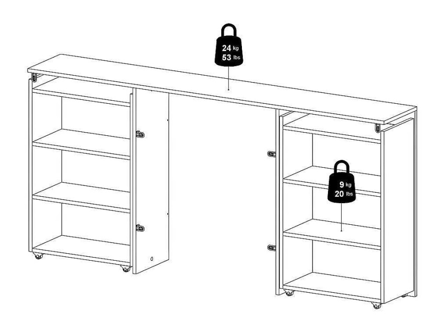 Vente-unique Hoofdeinde En Brugkast | Nada Hoofdbord Met Opbergruimte 160 Cm, Betondecor/Wit Hoogglans.