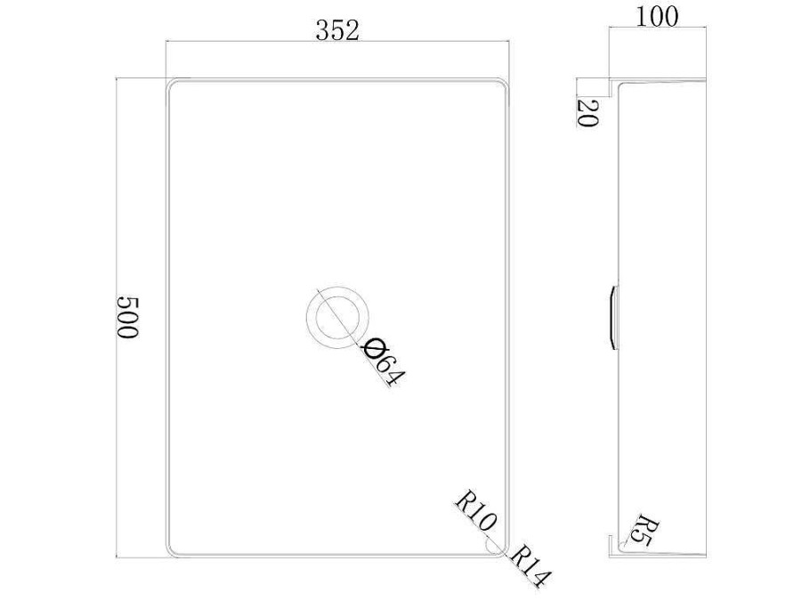 Shower & Design Wastafel | Rechthoekige Wastafel Om Te Plaatsen - Geborsteld Goudkleurig - L50 X B35,2 Cm - Demarquy