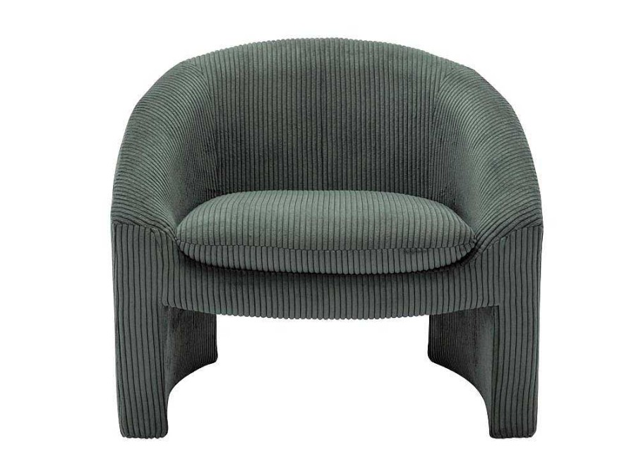 Vente-unique Fauteuil Stof Fluweel / Suedine | Fauteuil In Groen Ribfluweel Ossana