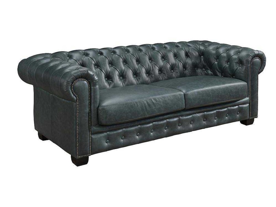 LINEA SOFA Aanbiedingen: Zitbank & Fauteuil | Chesterfield 3-Zitsbank Brenton 100% Buffelleer - Spaans Groen