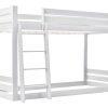 ModernLuxe Kinderbed Stapelbed | Grenen Stapelbed Met Plank En Glijbaan + Lattenbodem - 90X200Cm - Wit