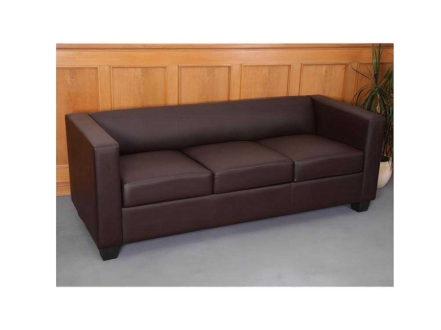 Vente-unique Set Zitbank + Fauteuil | 3-2-1 Bankstel Lille (3-Delig), Kunstleer, Koffie