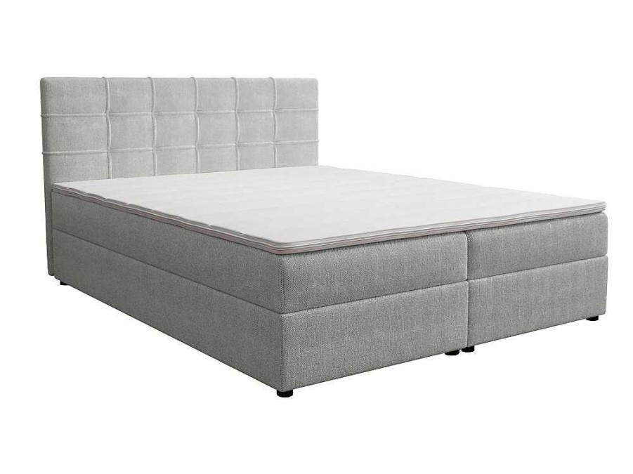 Ysmée Boxspringbed | Set Bed Met Hoofdbord Met Capitons + Bedbodem Met Opbergruimte + Matras + Dekmatras - 180 X 200 Cm - Stof - Lichtgrijs - Kida Van Ysmee