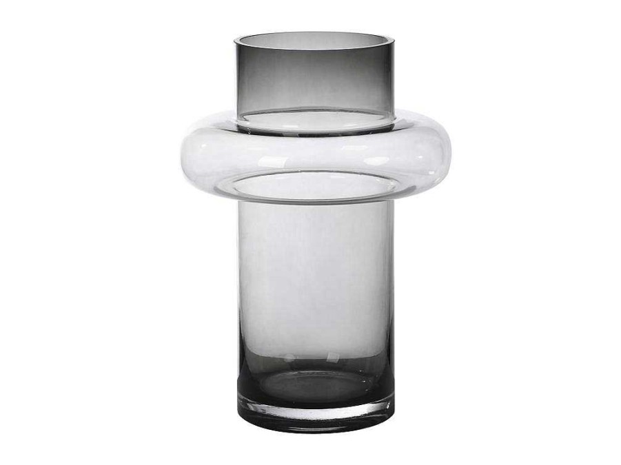 OZAIA Decoratieobject Voor Binnen | Vaas Van Getint Glas - D20,5 X H30 Cm - Glas - Gerookt Grijs - Valoit