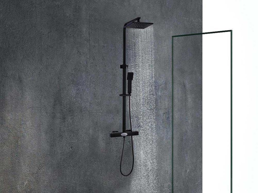 Shower & Design Douchekolom | Douchekolom Peneda Van Mat Zwart Roestvrij Staal - 125 Cm