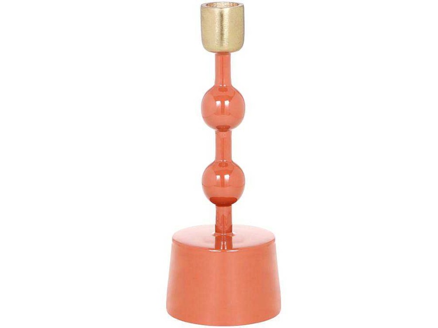 OZAIA Kandelaar En Kaars | Set Van 2 Geemailleerde Aluminium Kandelaars - H.26,5 Cm En H.22 Cm - Terracotta - Parina