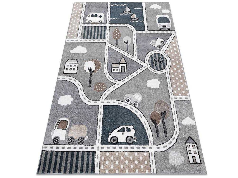 RugsX Kindervloerkleed | Tapijt Fun Strade Voor Kinderen, Straat, Stad Van Grijs 200X290 Cm