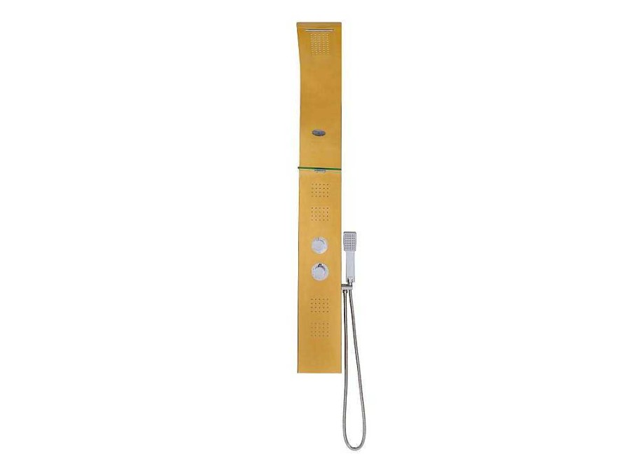 Shower & Design Douchekolom | Douchekolom Met Thermostaatkraan En Massagestralen Josta - Goud - 45 X 150 Cm