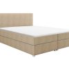 Ysmée Boxspringbed | Complete Set Met Boxspring En Hoofdbord + Bedbodem + Matras + Topmatras - 160 X 200 Cm - Stof - Beige - Onan Van Ysmee