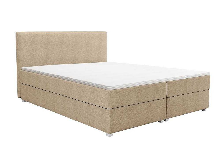 Ysmée Boxspringbed | Complete Set Met Boxspring En Hoofdbord + Bedbodem + Matras + Topmatras - 160 X 200 Cm - Stof - Beige - Onan Van Ysmee