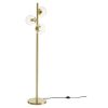 OZAIA Staande Lamp | Staande Lamp Van Geborsteld Messing En 3 Vintage Glazen Bollen - H148 Cm - Yukon