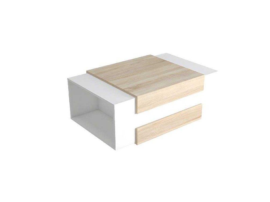 Homemania Salontafel | Simon Koffietafel, Wit, Sonoma, 100X60X35 Cm, Epikasa