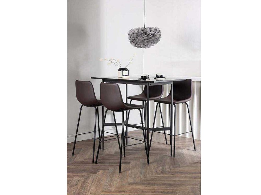 Vente-unique Barmeubel | Rax Barmeubelset Bartafel Zwart En 4 Alexi Barstoelen Bruin.