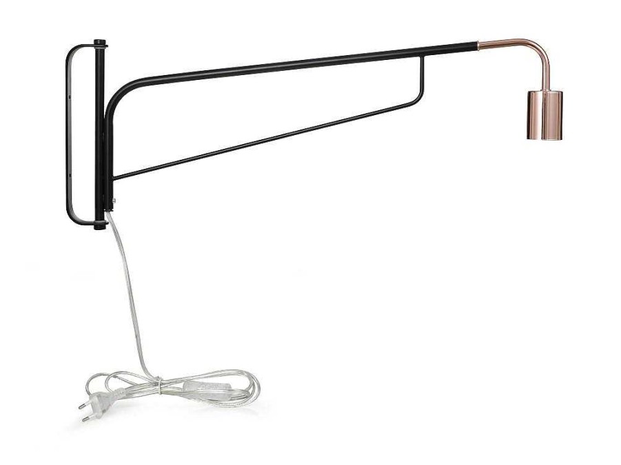 OZAIA Wandlamp | Set Van 2 Hangende Wandlampen - Metaal - L65 X D10 X H25 Cm - Zwart En Koperkleurig - Colwood.