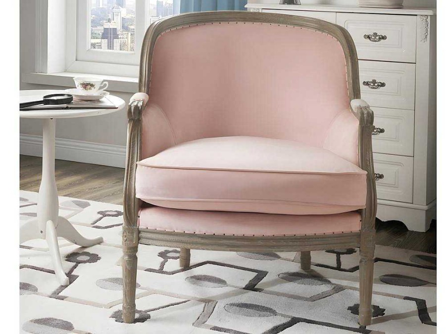 Vente-unique Fauteuil Stof Fluweel / Suedine | Fauteuil Van Fluweel Alienor Pastel Roze