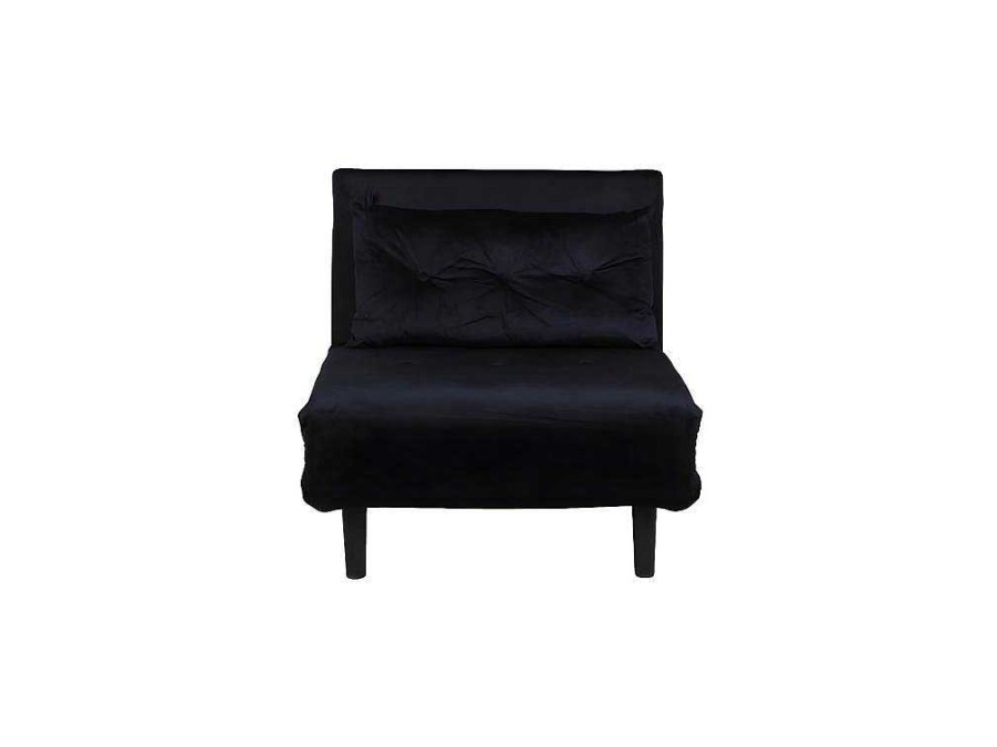 Vente-unique Uitklapbare Fauteuil | Vicky Slaapbank ,Fauteuil Velours Zwart.