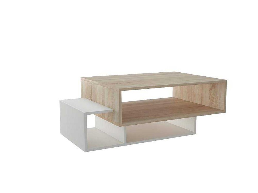 Homemania Salontafel | Gemini Koffietafel, Wit, Sonoma, 100X60X35 Cm, Epikasa