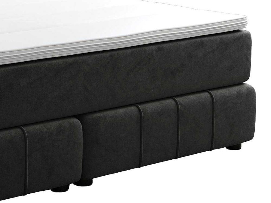 Ysmée Boxspringbed | Complete Set Met Boxspring En Hoofdbord + Bedbodem + Matras + Topmatras - 160 X 200 Cm - Fluweel - Donkergrijs - Hida Van Ysmee