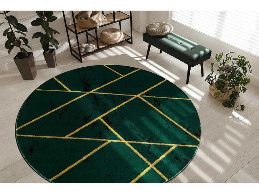 RugsX Tapijt Rond | Tapijt Emerald Exclusief 1012 Cirkel - Glamour, Stijlvol Marmer, Geome Cercle 200 Cm