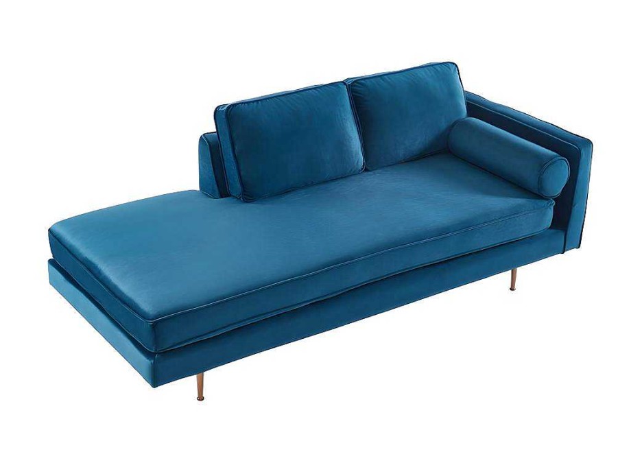 Vente-unique Chaise Longue | Chaise Longue Van Stof Kahel - Hoek Links - Eendblauw