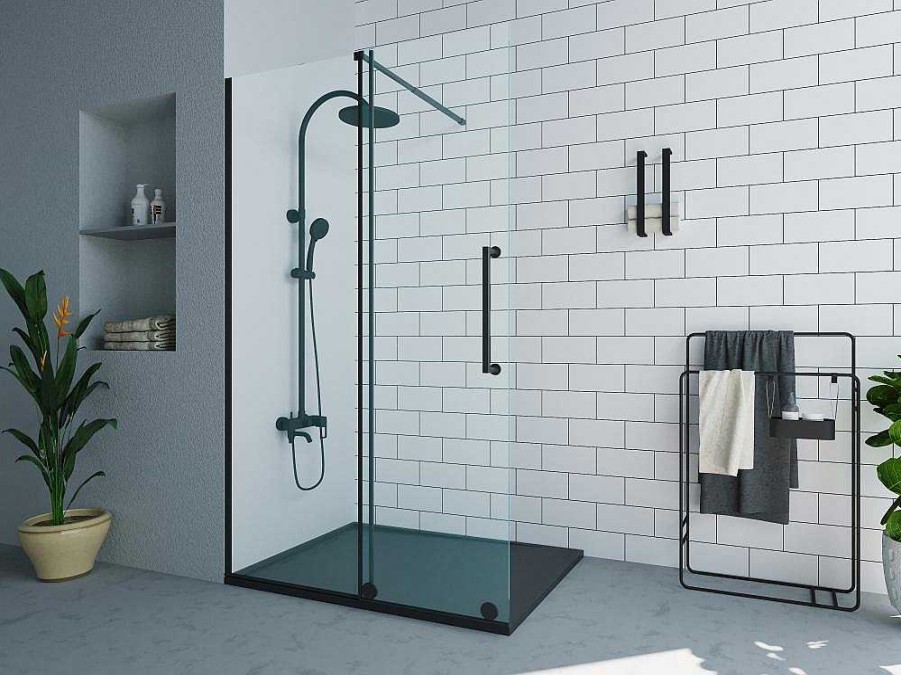 Shower & Design Douchewand | Douchescherm In Industriele Stijl Van Matzwart Metaal - 120 X 200 Cm - Yorem