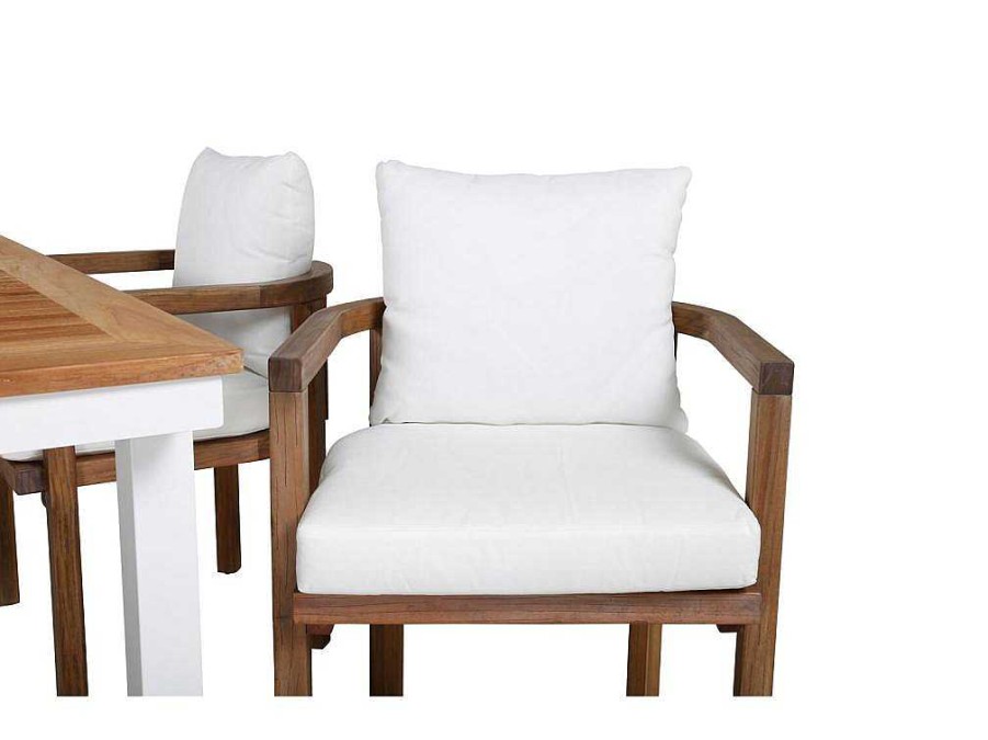 Vente-unique Loungeset | Panama Tuinmeubelset Tafel 90X152/210Cm En 4 Stoel Erica Naturel, Wit.