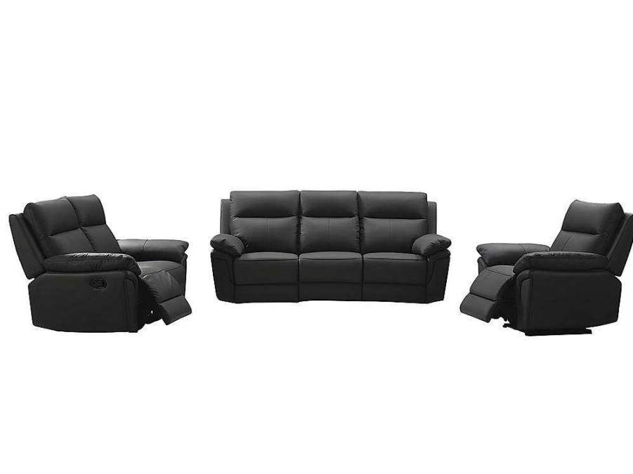 Vente-unique Set Zitbank + Fauteuil | 3+2 Zits Relaxbank En -Fauteuil Van Buffelleer Pakita - Zwart