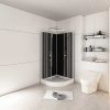 Shower & Design Douchecabine | Douchecabine In Kwartcirkel - Verstelbare Hoogte - Chroom En Zwart - L90 X B90 X H213/232 Cm - Pozali