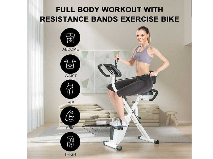 Vente-unique Fitness | 3 In 1 Opvouwbare Hometrainer, Magnetische X-Bike Ligfiets Fitness Bike Met 8-Level Verstelbare Weerstand Voor Home Gym Workout