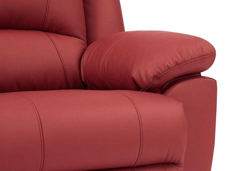 Vente-unique Set Zitbank + Fauteuil | Driezits Relaxbank En Relaxfauteuil Van Leer Aroma - Rood