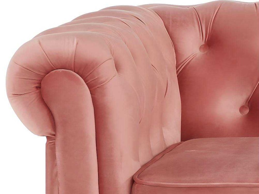 Vente-unique Chesterfield Zitbank | Hoekbank Van Fluweel Chesterfield - Pastel Roze