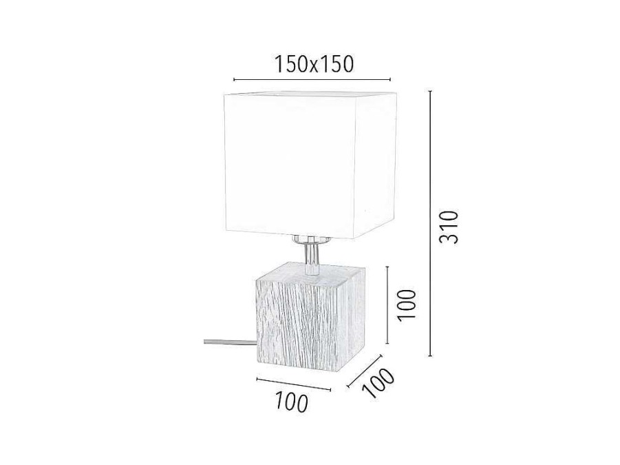 EPIKASA Lamp | Trongo Tafellamp, Eik, Wit, Antraciet, 15X15X31 Cm, Epikasa