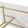 ModernLuxe Eettafel | Eettafel 140X80 Cm - Metalen Structuur - Marmerpatroon Fineer - Wit & Goud