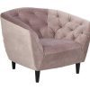 Vente-unique Fauteuil Met Holle Rugleuning | Rian Fauteuil In Dusty Rose Met Zwarte Poten.