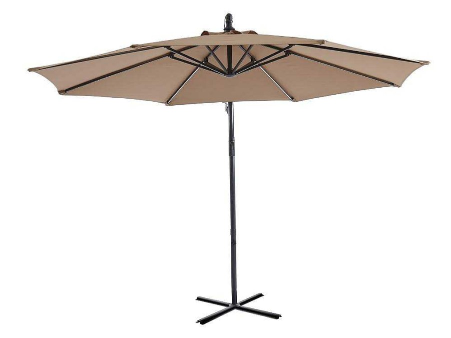 MYLIA Parasol | Ronde Hangparasol - Taupe - Staal - Ledverlichting - Diameter: 2,93 M - Pocota