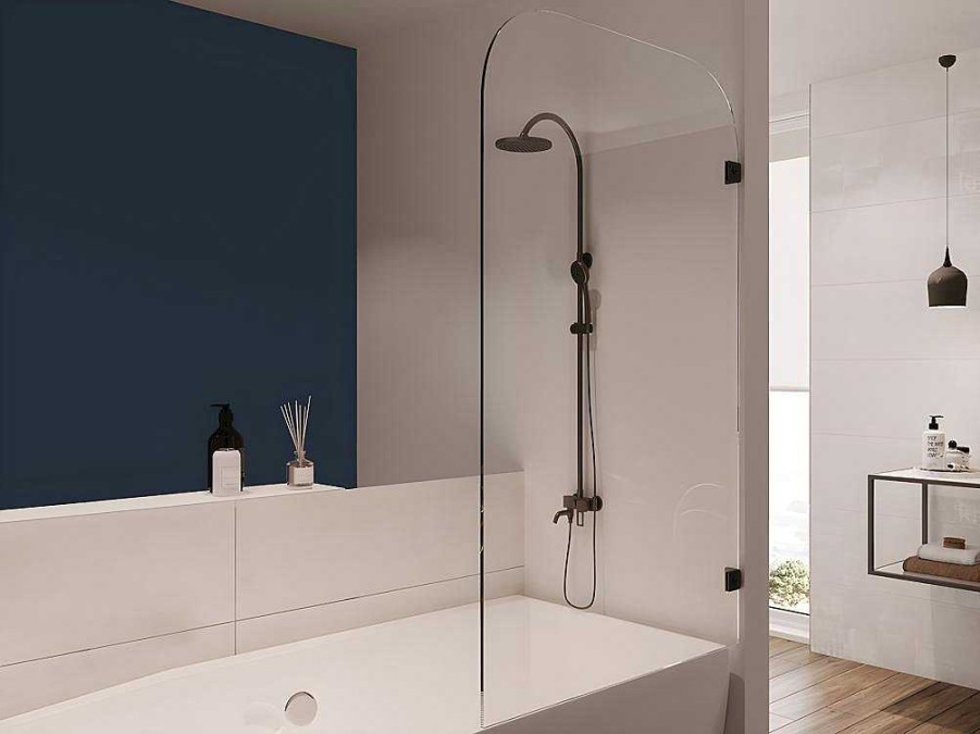 Shower & Design Badscherm | Badscherm In Industriele Stijl Met Afgeronde Hoeken - 80 X 140 Cm - Timour