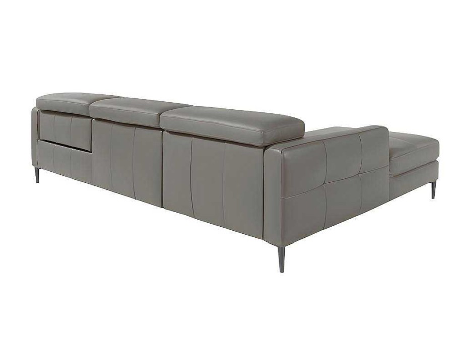 Angel Cerda Hoekbank | Chaise Longue Bank In Donkergrijs Leer Met Relaxmechanisme 6125 Angel Cerda