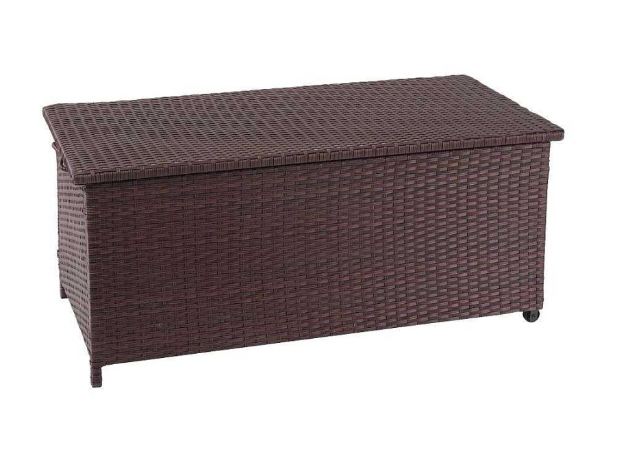 Vente-unique Tuinopslag | Kussenbox Van Polyrattan Mcw-D88 Iii, Premium Bruin, 51X100X50Cm 170L