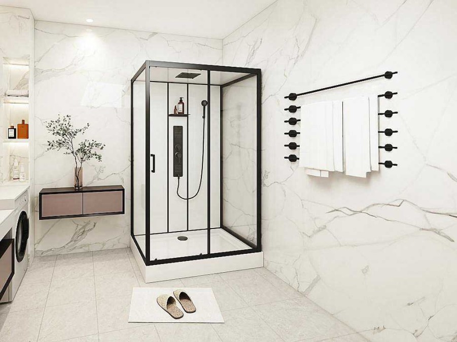 Shower & Design Douchecabine | Rechthoekige Douchecabine Met Massagestralen Plaatsingsrichting Naar Keuze L120 X B80 X H215 Cm Sulipa