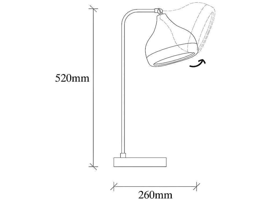 OZAIA Lamp | Draaibare Bureaulamp Van Metaal Yildo - D17 X H52 Cm - Zwart En Koperkleurig