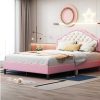 ModernLuxe Kinderbed | Kinderbed 140X200Cm Met Gewatteerde Rugleuning In Kunstleer - Lattenbodem - Roze