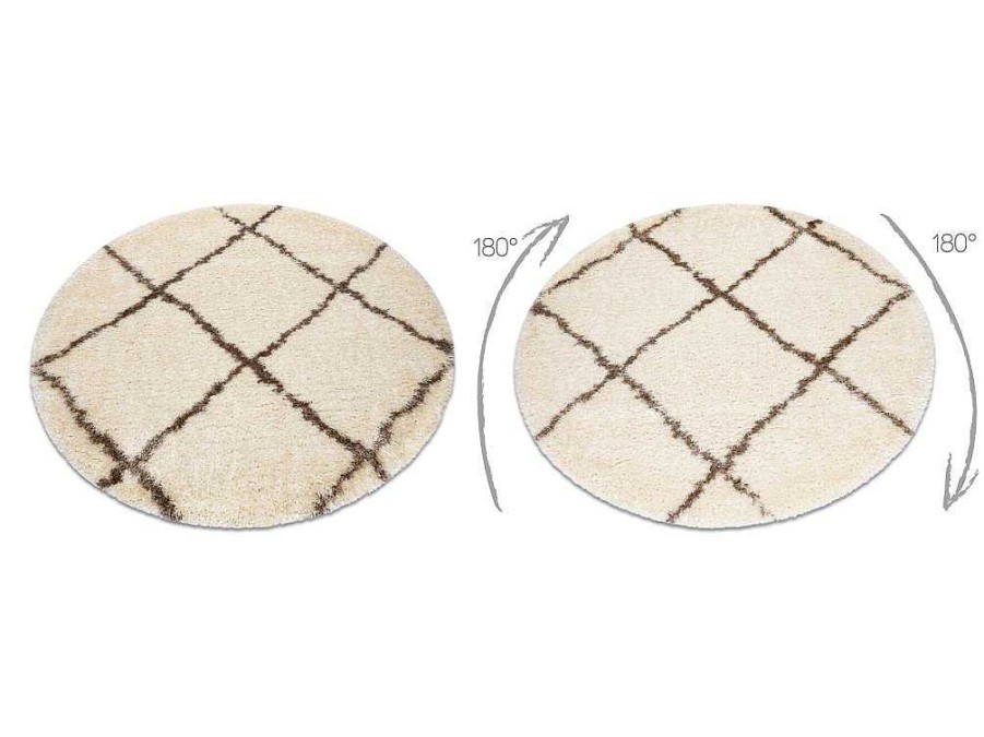 RugsX Tapijt Rond | Tapijt Fluffy 2373 Cirkel Shaggy Latwerk Room / Beige Cercle 160 Cm