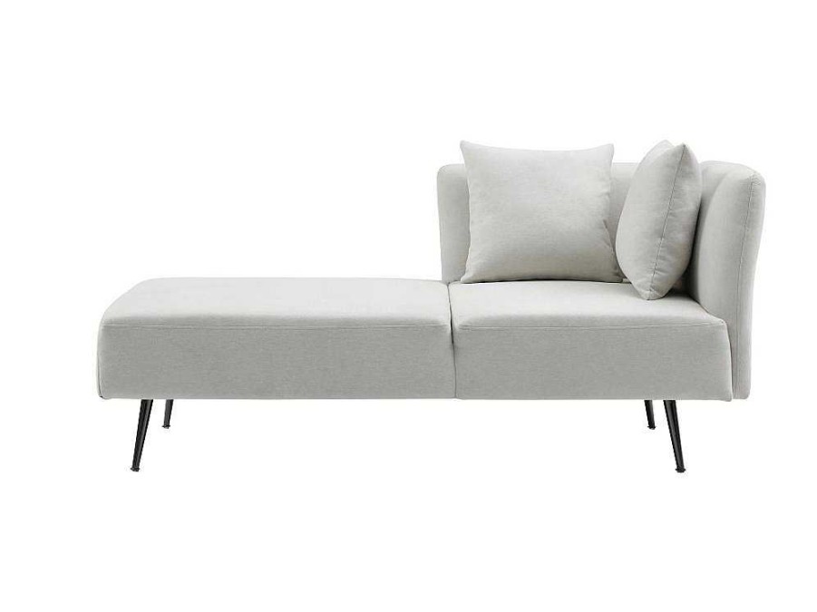 Vente-unique Chaise Longue | Chaise Longue Links Van Cremekleurige Stof Napasa