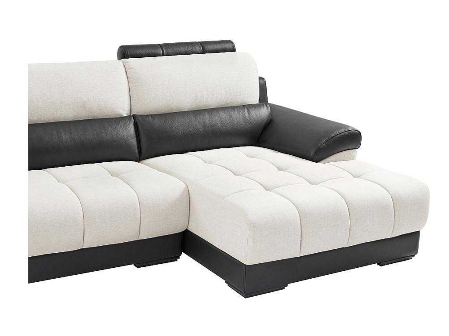 LINEA SOFA Hoekbank | Hoekbank In Zwart En Creme Stof En Leer - Hoek Rechts - Aragon